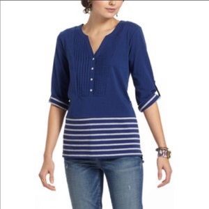 Anthropologie LiLi's Closet Henley Shirt Navy